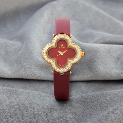 Women's Red Leather Watch with Red Dial