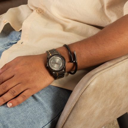 Men's Watch with Black Steel Strap