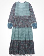 ⁦فستان ميدي بأكمام طويلة مزين بطبعة⁩ - الصورة ⁦2⁩