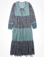 ⁦فستان ميدي بأكمام طويلة مزين بطبعة⁩ - الصورة ⁦3⁩