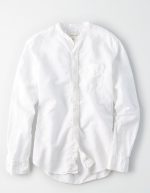 ⁦قميص بأزرار وياقة بجزء داخلي من الكتان⁩ - الصورة ⁦3⁩