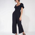 جمبسوت كورسيت بأكمام منفوخة ومزين بالزهور