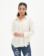 قميص فضفاض بزر إغلاق من الحرير