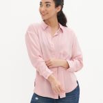 قميص فضفاض بزر إغلاق من الحرير