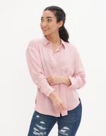 قميص فضفاض بزر إغلاق من الحرير