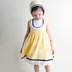 طقم فستان اطفال باللون الاصفر الزاهي