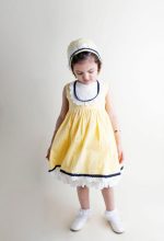 طقم فستان اطفال باللون الاصفر الزاهي