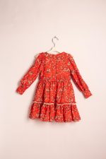 ⁦فستان بناتي شتوي بطبعة زهور⁩ - الصورة ⁦2⁩